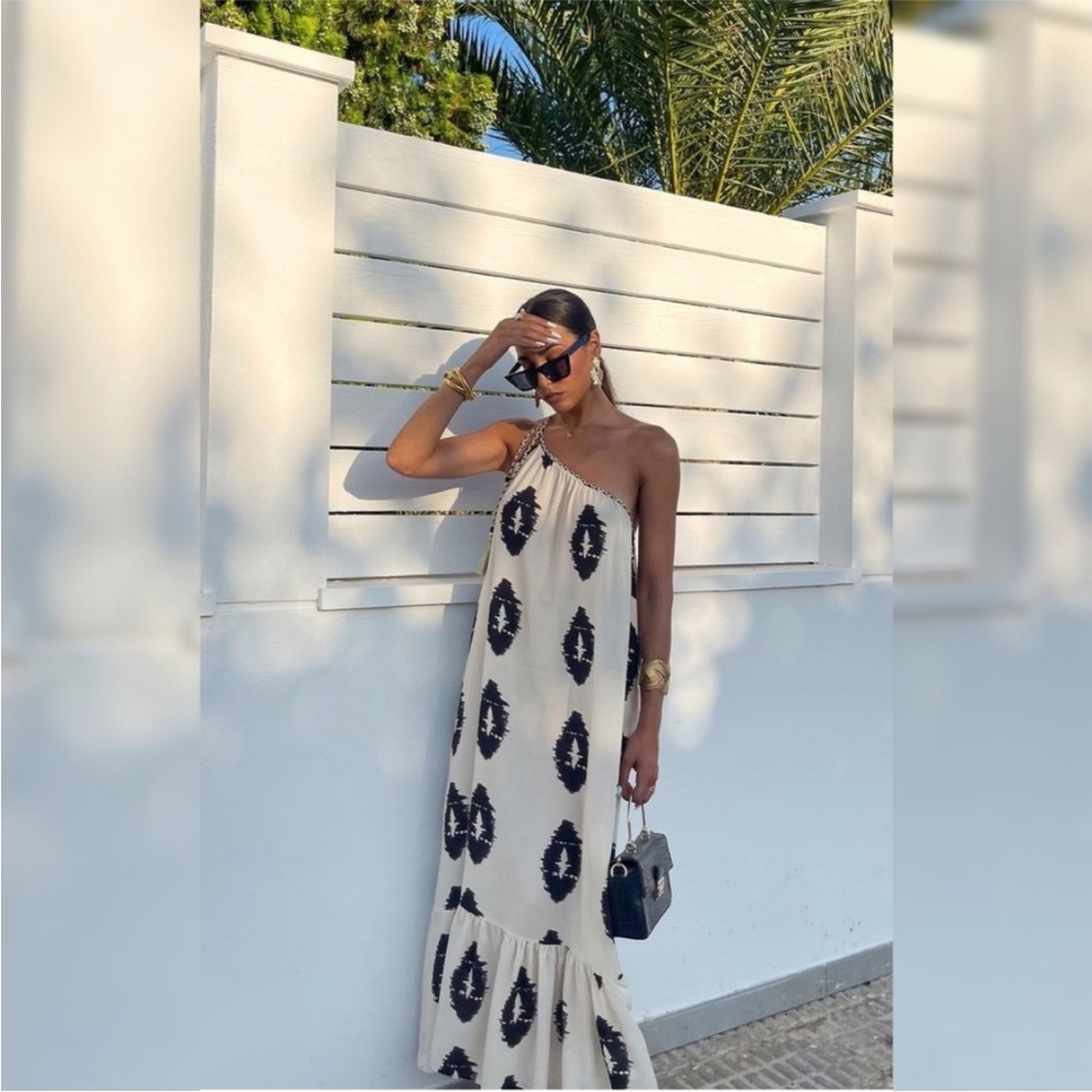 Zara cotton one shoulder maxi dress - Picture 6 of 9
